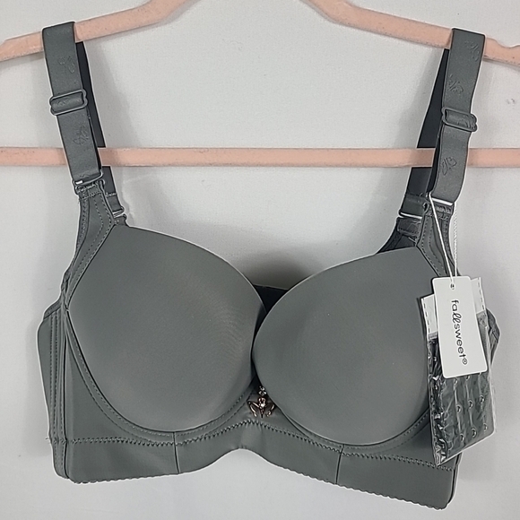 NEW FallSweet Women GreyPadded Push Up Comfort Underwire Hide Back Bulge Bra 36B - Picture 1 of 12